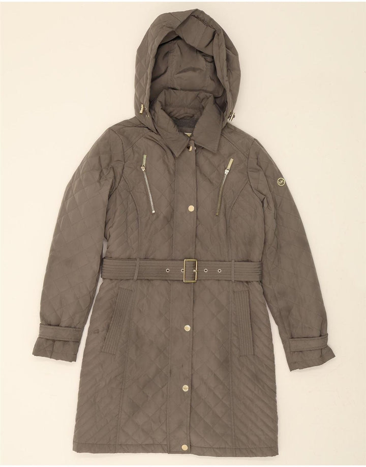 MICHAEL KORS Womens Hooded Padded Coat UK 14 Medium Grey Polyester Vintage Michael Kors and Second-Hand Michael Kors from Messina Hembry 