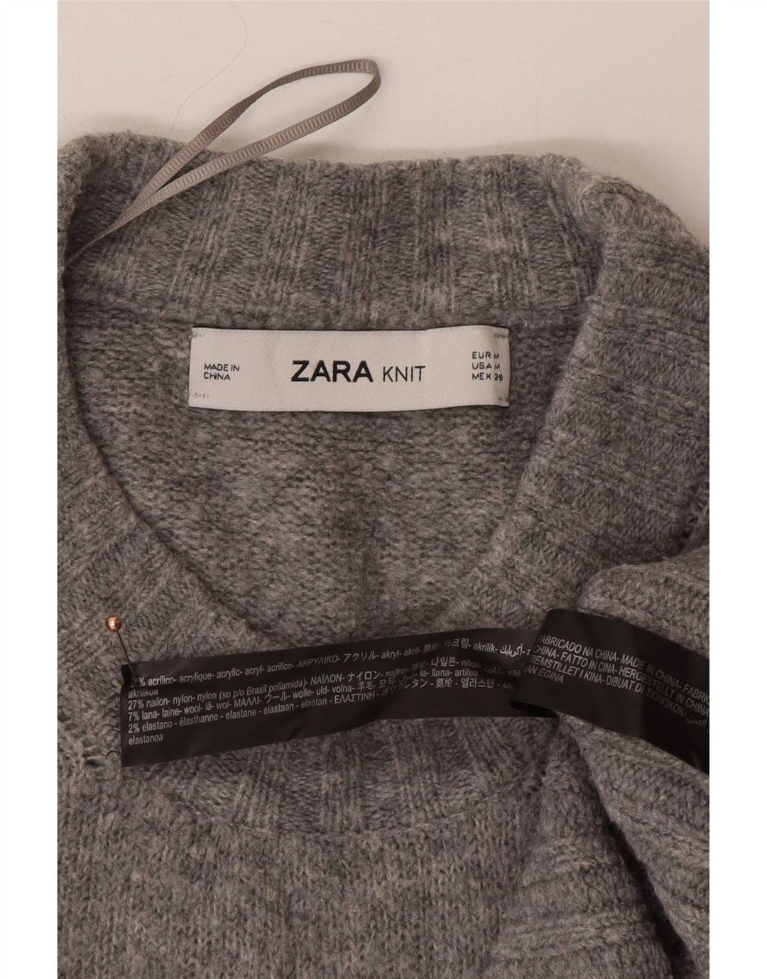 Pulover supradimensionat pentru femei Zara, cu gâtul turn, UK 14 Medium Gri Acrilic
