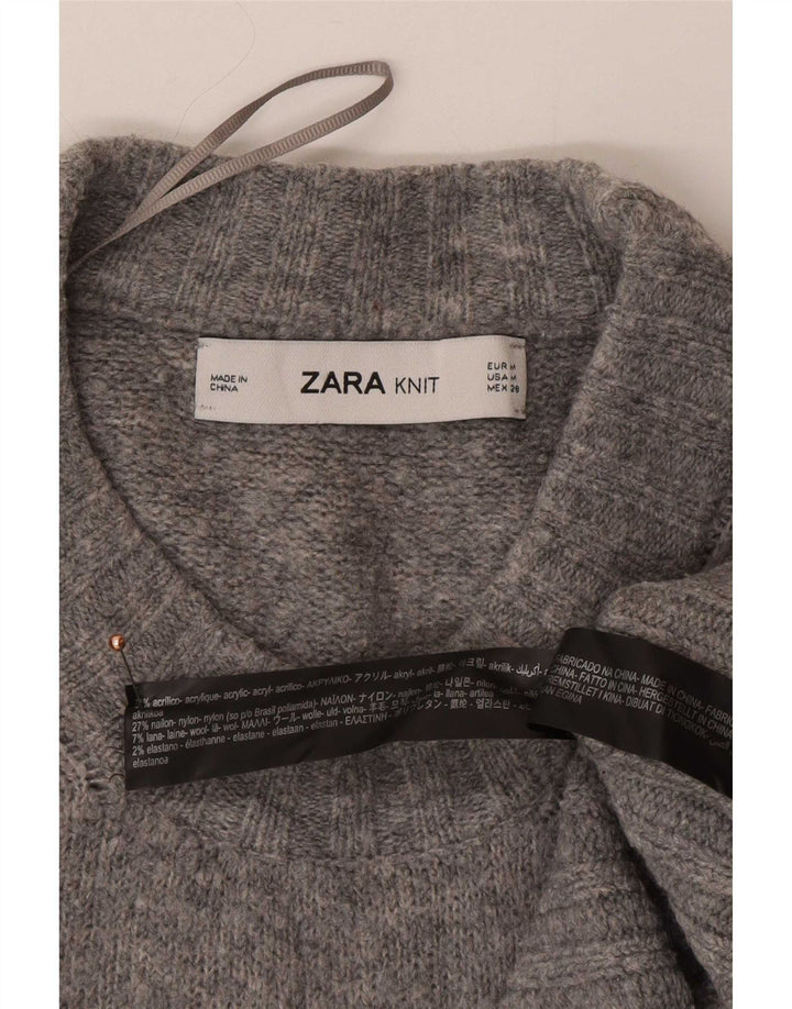 Pulover supradimensionat pentru femei Zara, cu gâtul turn, UK 14 Medium Gri Acrilic