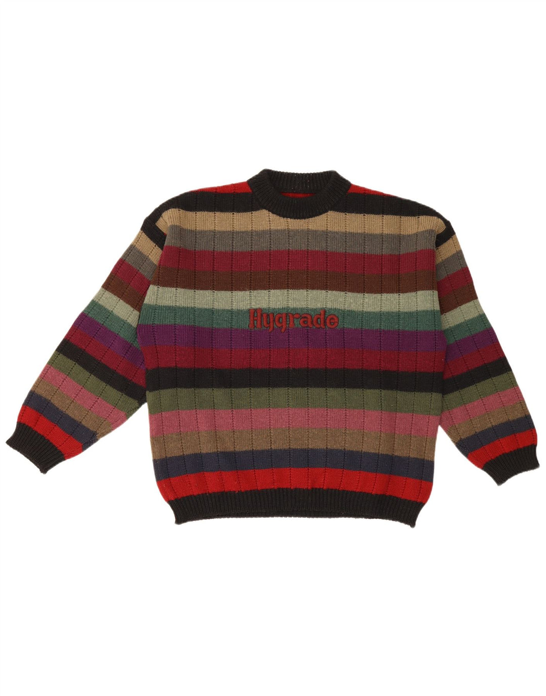 Pulover vintage pentru bărbați, cu grafică, cu decolteu, în dungi medii, multicolore