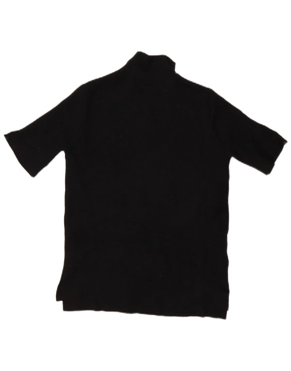 Top tricot cu mânecă scurtă pentru femei Zara UK 12 Medium Black Viscose