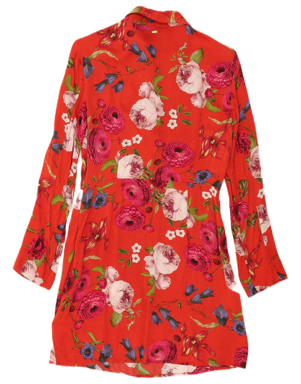 Rochie cămașă pulover pentru femei Superdry UK 10 mic roșu, viscoză florală