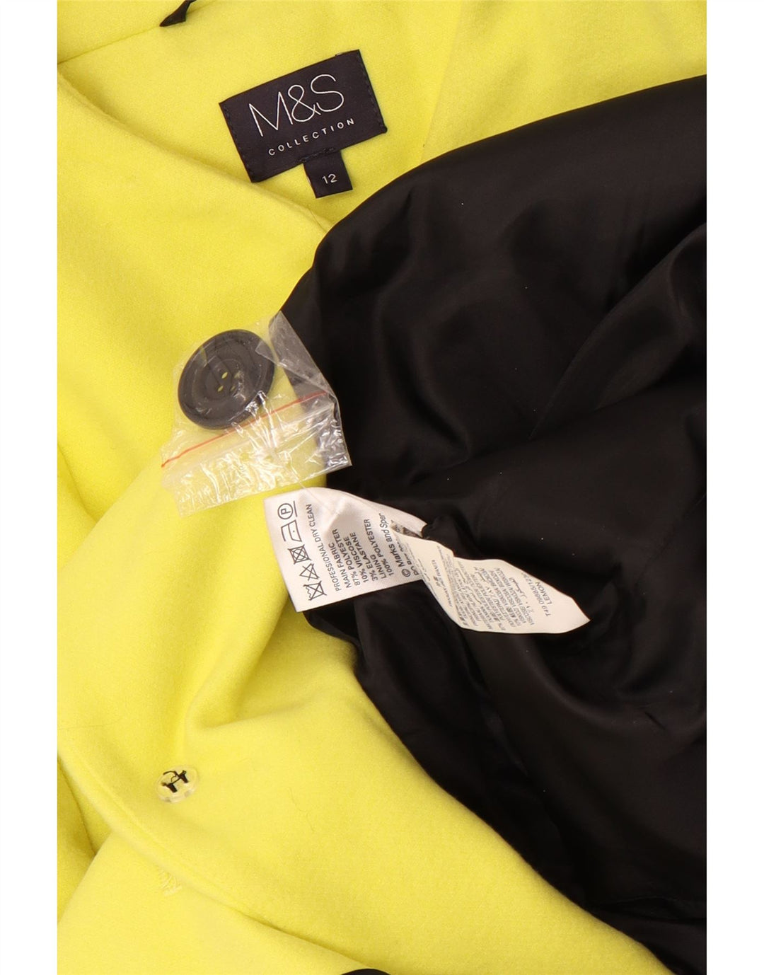Jachetă pentru femei Marks & Spencer, cu 4 nasturi, cu paragate, UK 12, galben mediu
