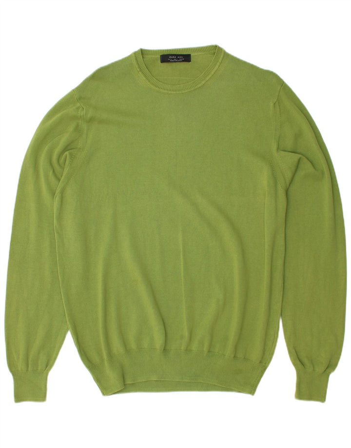 Pulover ZARA pentru bărbați cu decolteu triplu, verde mare