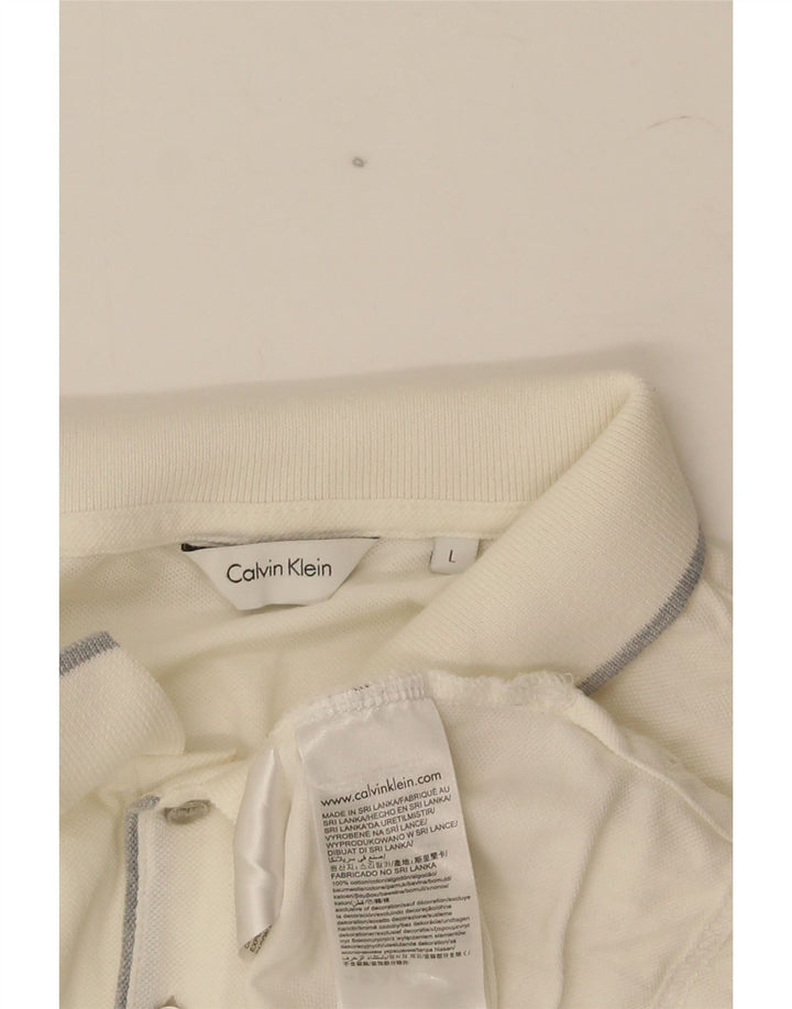 Cămașă polo Calvin Klein pentru bărbați, mare, alb, bumbac