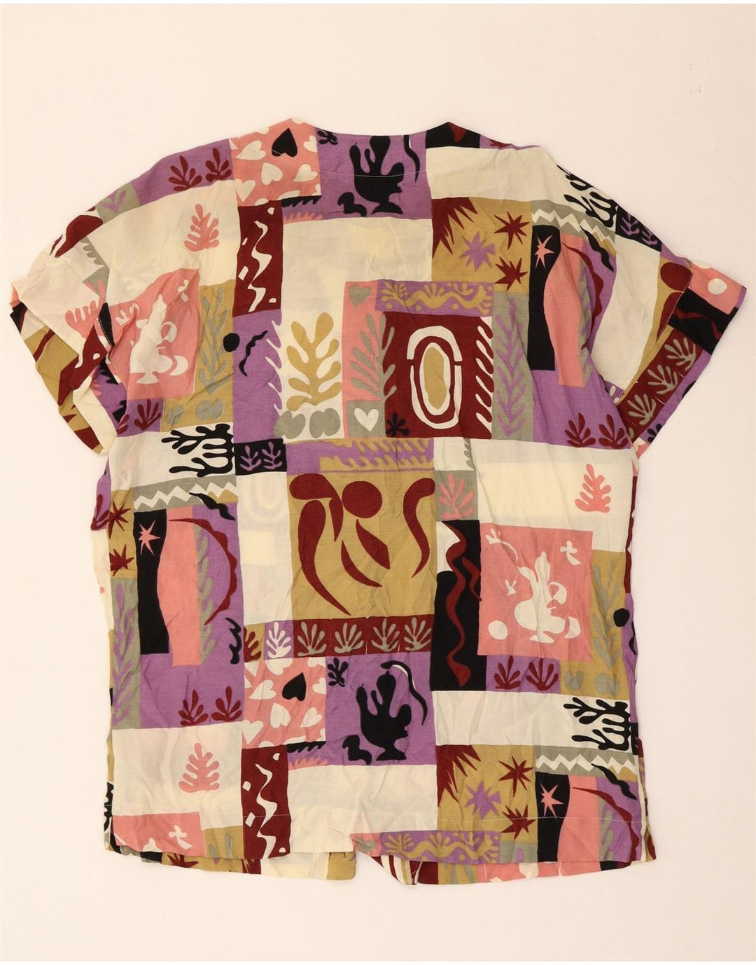Bluză cămașă cu mânecă scurtă pentru femei Nina UK 18 XL, multicoloră, mozaic