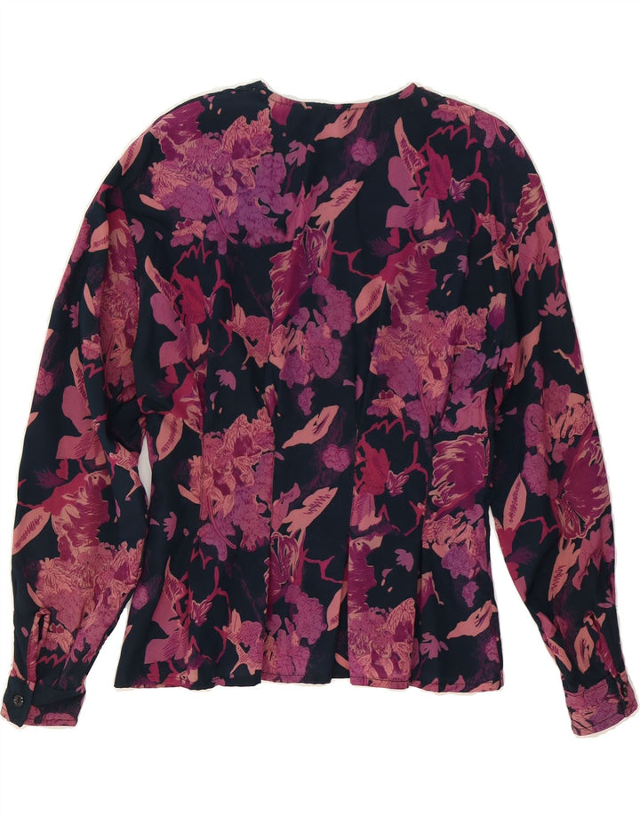 VINTAGE Womens Shirt Blouse UK 12 Medium Maroon Floral Vintage Vintage and Second-Hand Vintage from Messina Hembry 