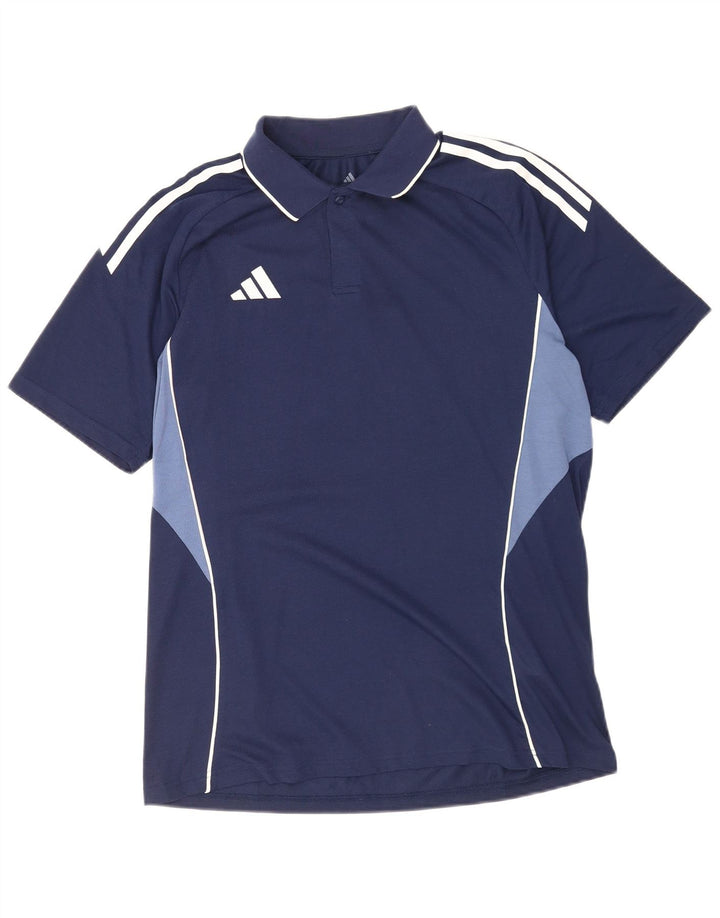 Tricou polo Adidas pentru bărbați, cu croială normală, poliester color bloc mediu, albastru marin