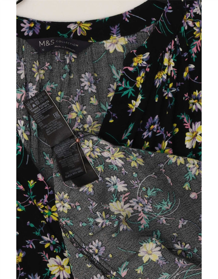 Rochie Maxi pentru femei Marks & Spencer UK 12 Medium Black Floral Viscose