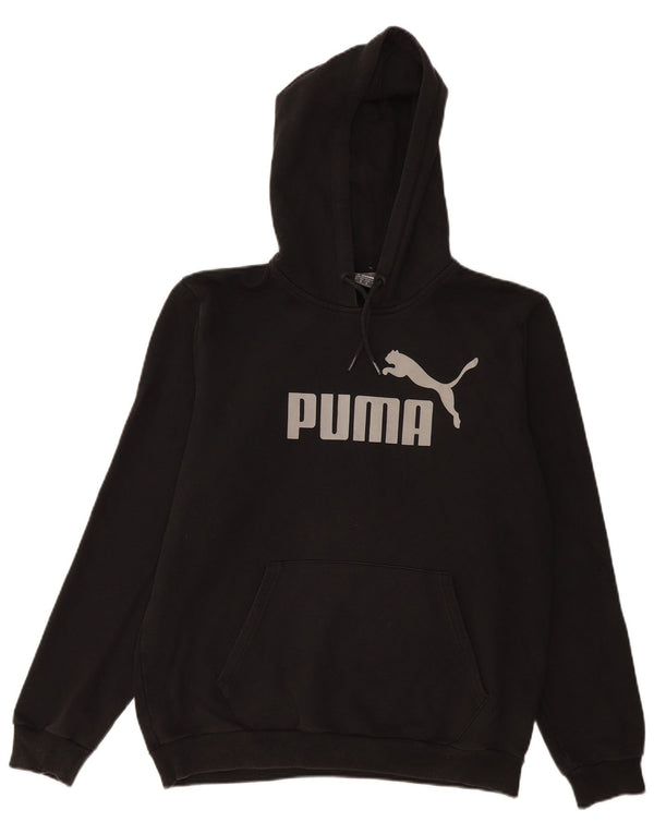 Pulover PUMA pentru femei cu capota cu grafică UK 14, bumbac mediu negru