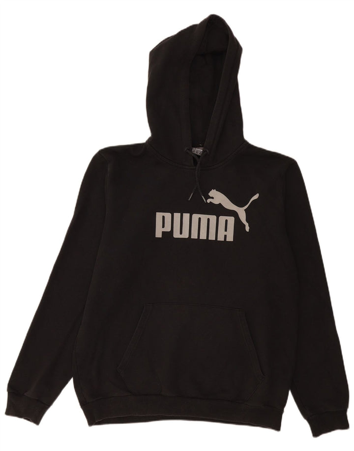 Pulover PUMA pentru femei cu capota cu grafică UK 14, bumbac mediu negru