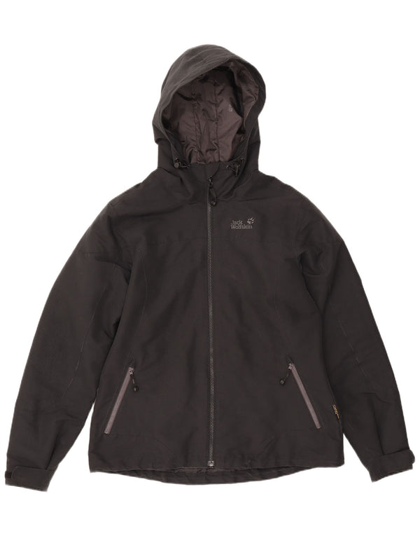 Jack Wolfskin jachetă de vânt cu glugă pentru femei UK 16 Poliester negru mare