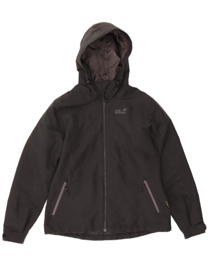Jack Wolfskin jachetă de vânt cu glugă pentru femei UK 16 Poliester negru mare