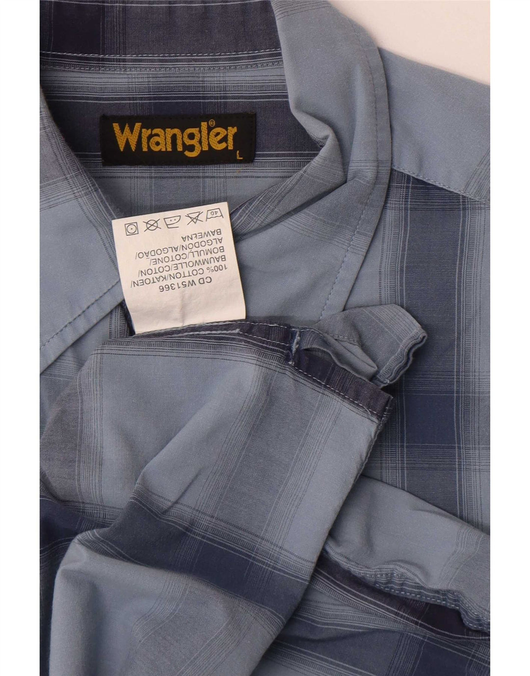 Cămașă cu mânecă scurtă pentru bărbați Wrangler, bumbac cu carouri albastre mari