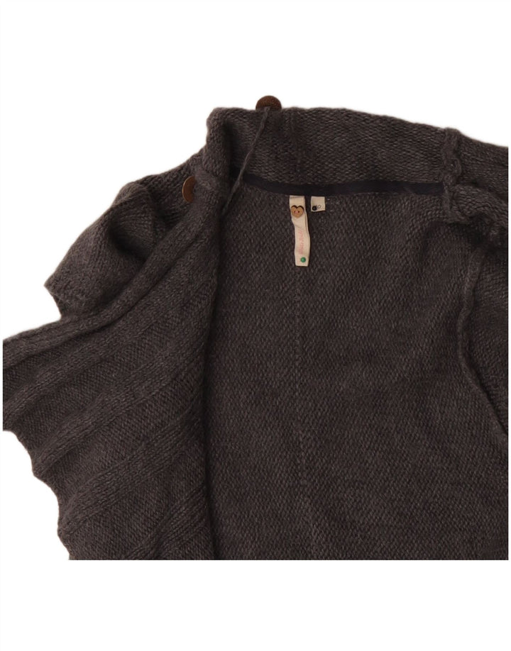 White Stuff Pulover cardigan deschis pentru femei cu mânecă scurtă UK 10 Lână gri mică