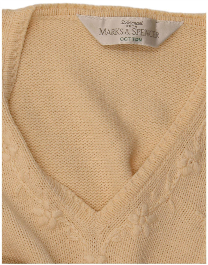 Pulover pentru femei Marks & Spencer cu decolteu în V UK 12 Medium Bej Floral