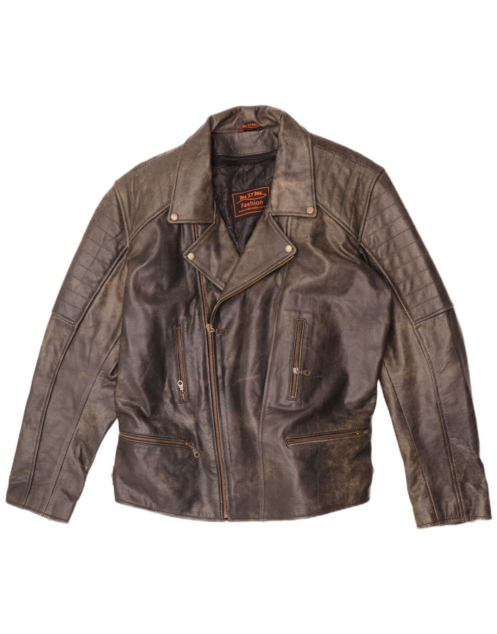 Jachetă motociclist din piele pentru bărbați MDM UK 42 XL din piele gri