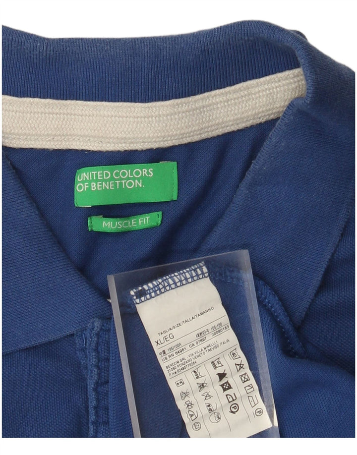 Tricou polo pentru bărbați Benetton, XL, albastru, bumbac