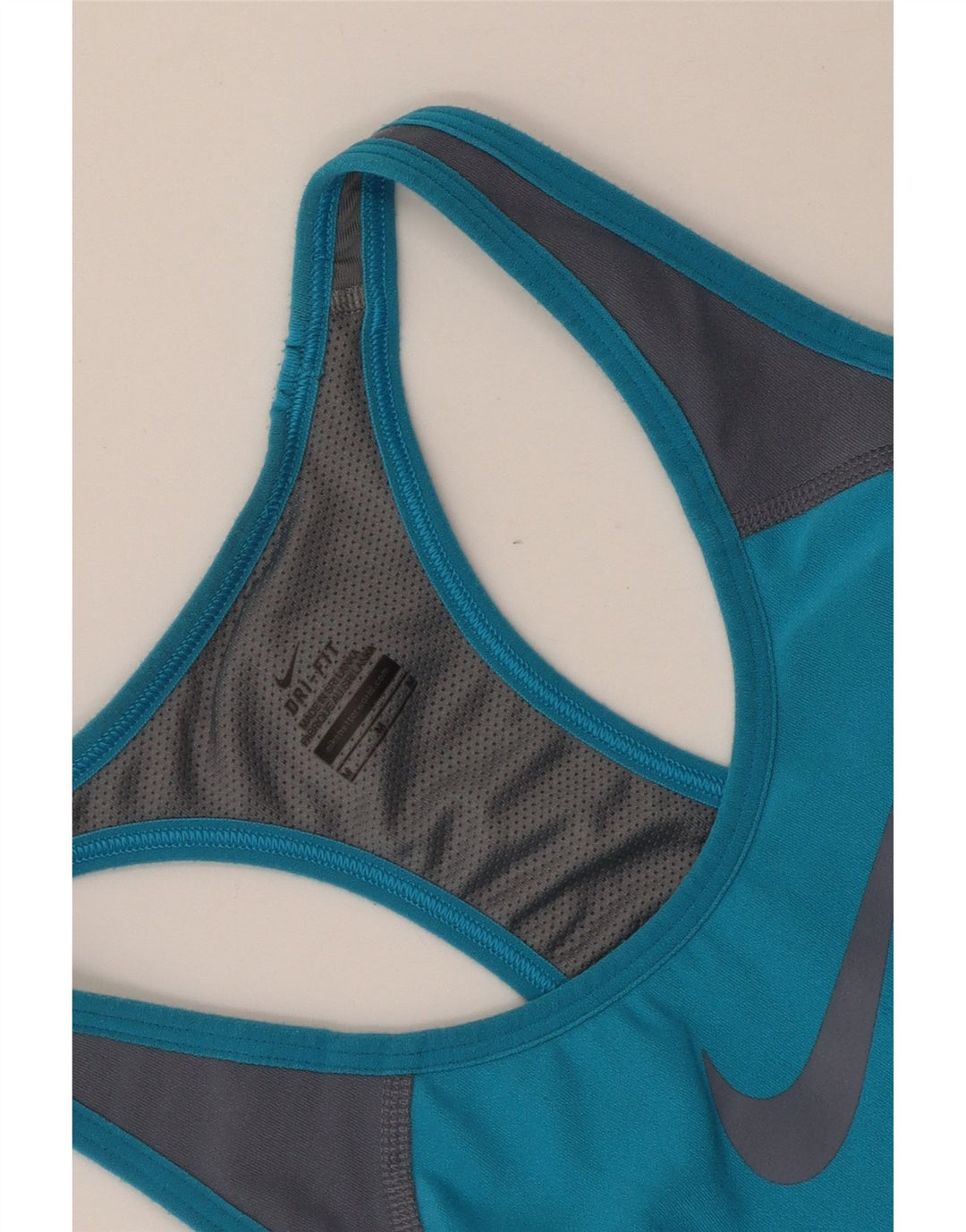 Top cu vestă grafică NIKE Dri Fit pentru femei UK 12 Medium Blue Colorblock