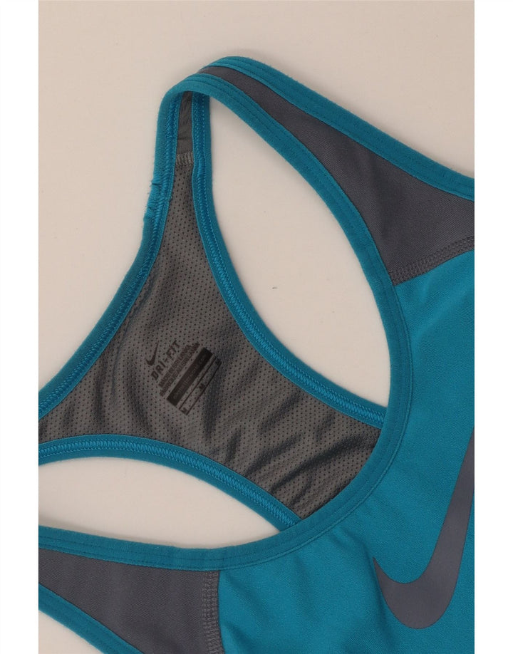 Top cu vestă grafică NIKE Dri Fit pentru femei UK 12 Medium Blue Colorblock