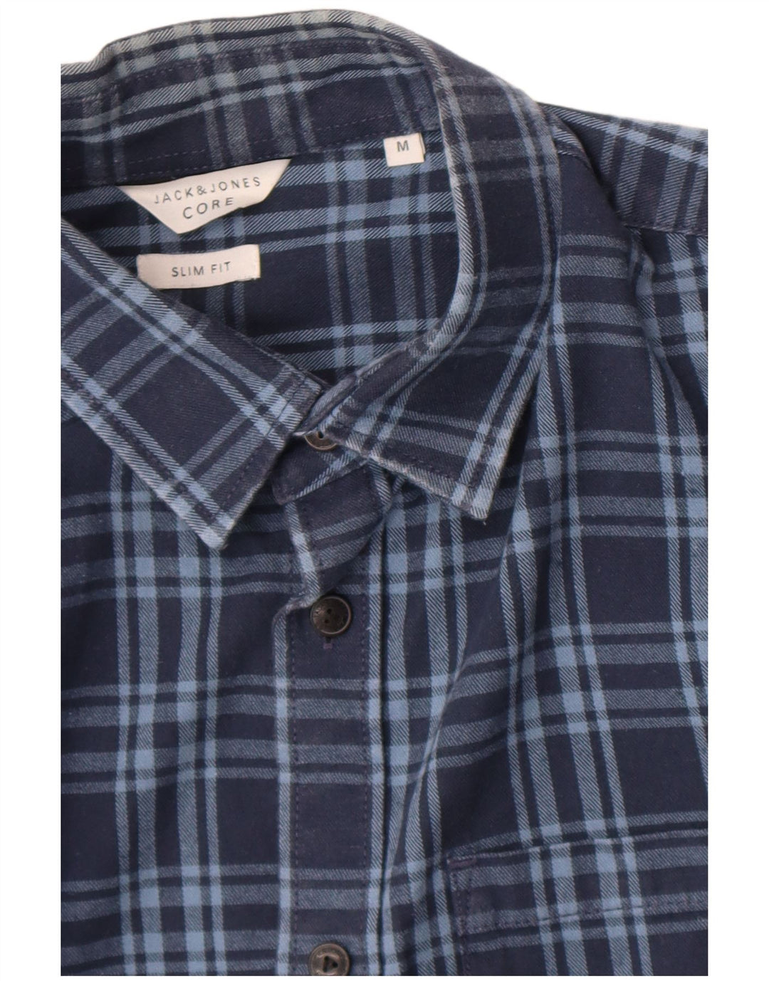 Cămașă Jack & Jones Slim Fit Flanel pentru bărbați, cu carouri medii bleumarin