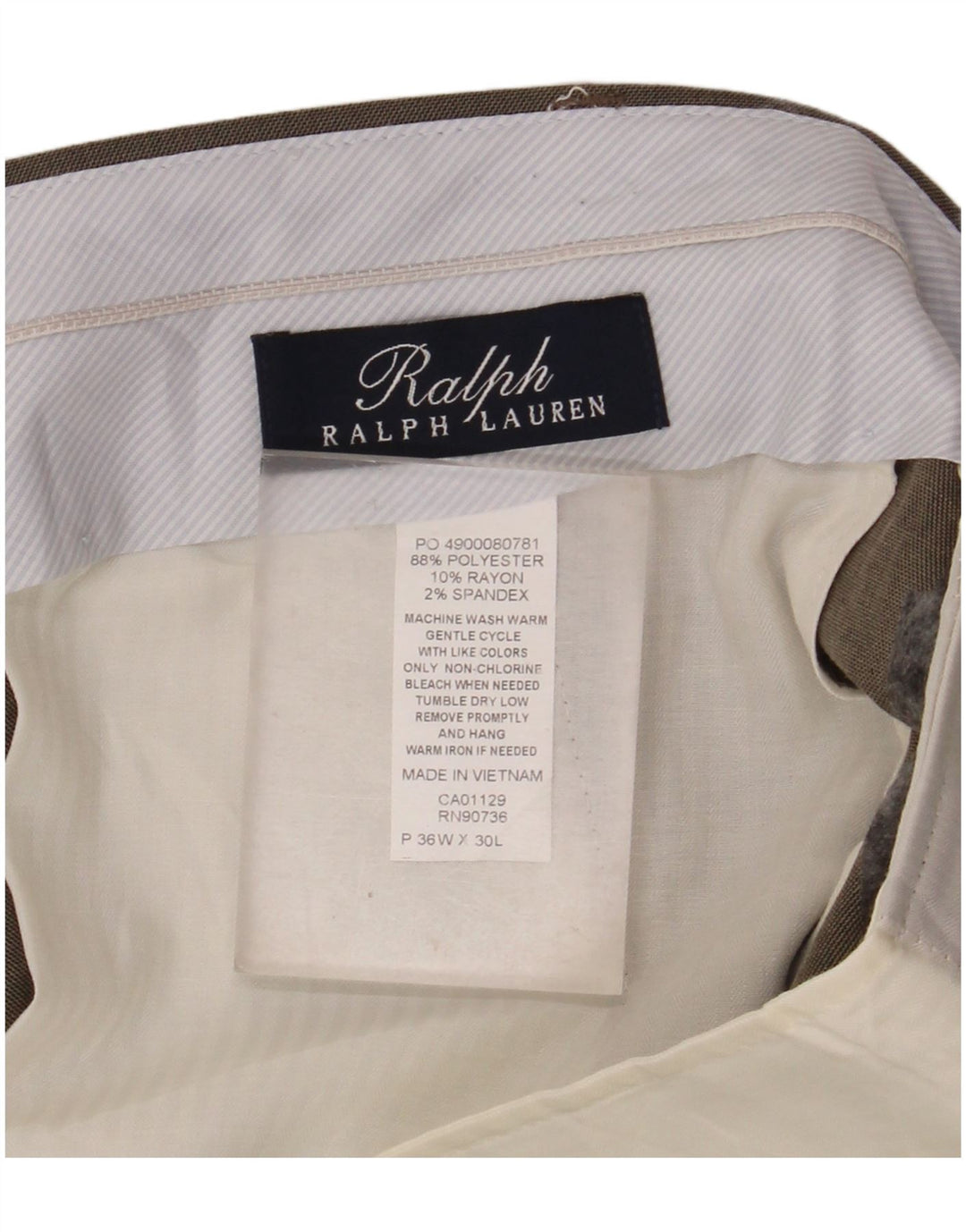 Pantaloni drepți pentru bărbați Ralph Lauren W36 L30 poliester bej