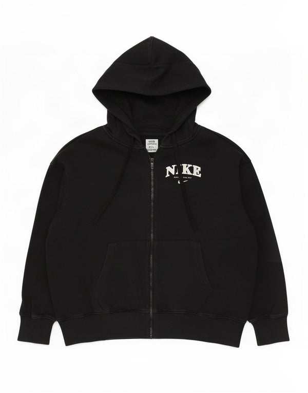 Pulover Nike pentru femei Graphic Oversized Zip Hoodie UK 16 Bumbac negru mare