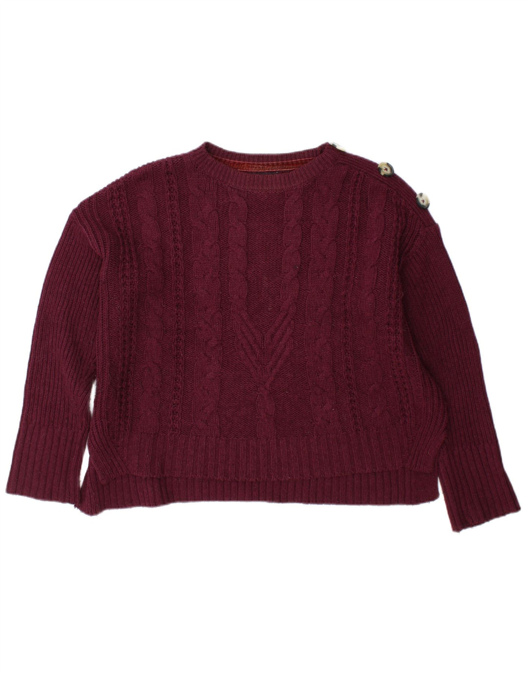 Pulover pentru femei Marks & Spencer cu decolteu triplu UK 12 Burgundy mediu