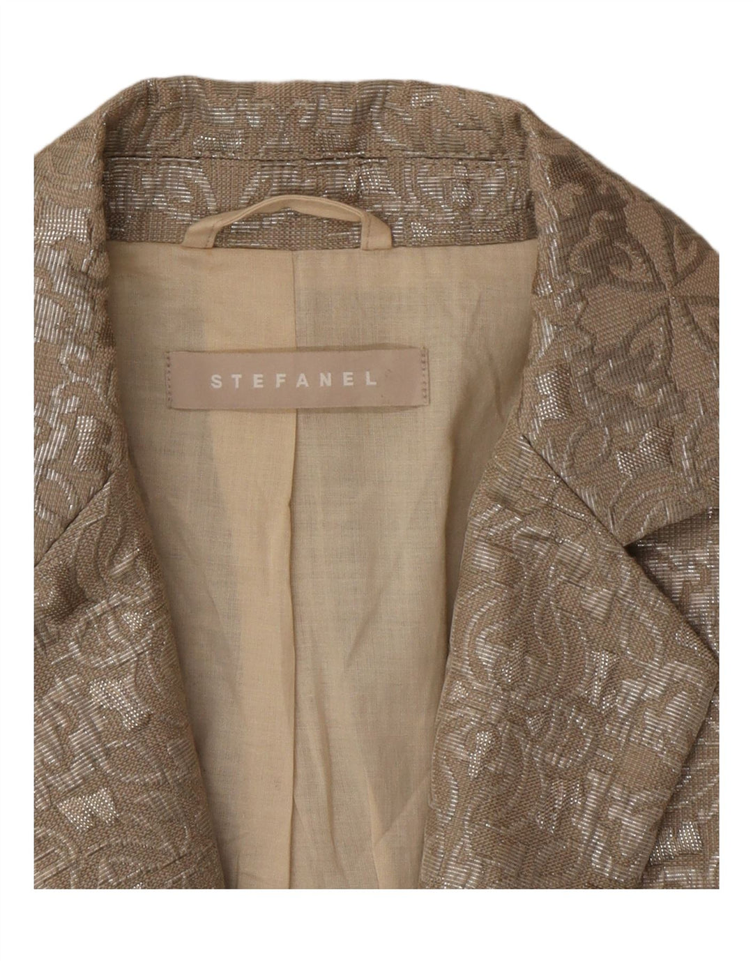 Jachetă Blazer Femei Stefanel 1 Buton EU 38 Medium Bej Paisley Poliester
