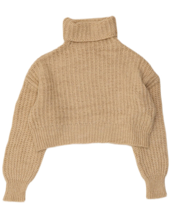 Pulover de damă Zara Crop supradimensionat cu gât rulat, UK 10 Mic Bej