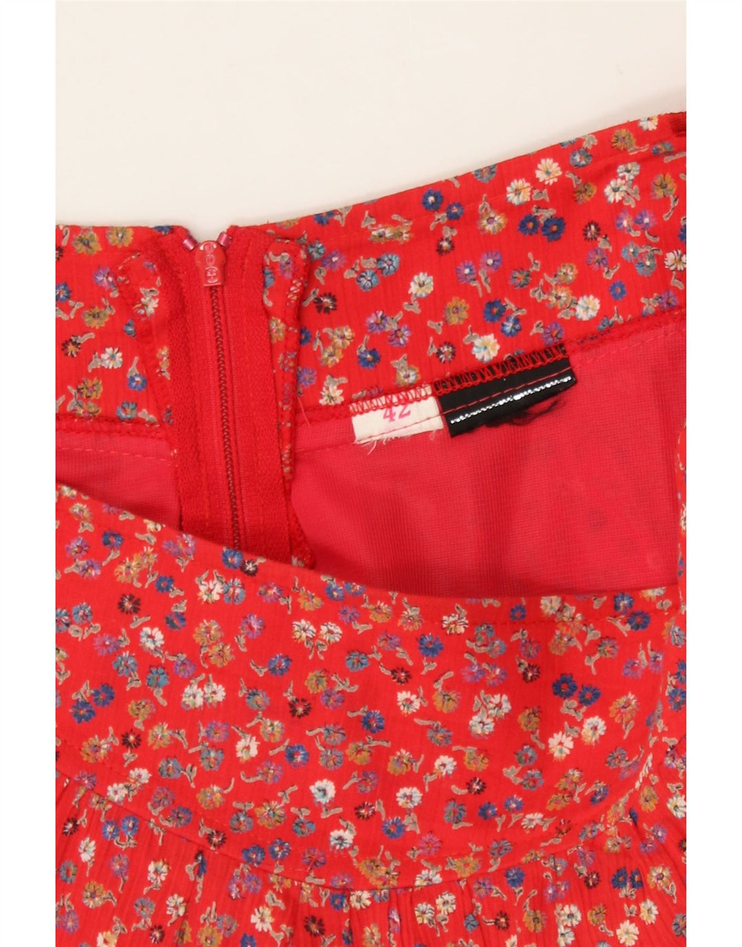 Fusta A-Line pentru femei VINTAGE IT 42 Medium W30 Roșu Floral