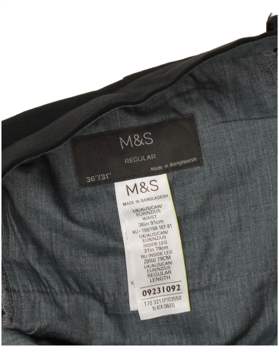Pantaloni de costum obișnuiți drepți pentru bărbați Marks & Spencer L36 L31 Poliester negru