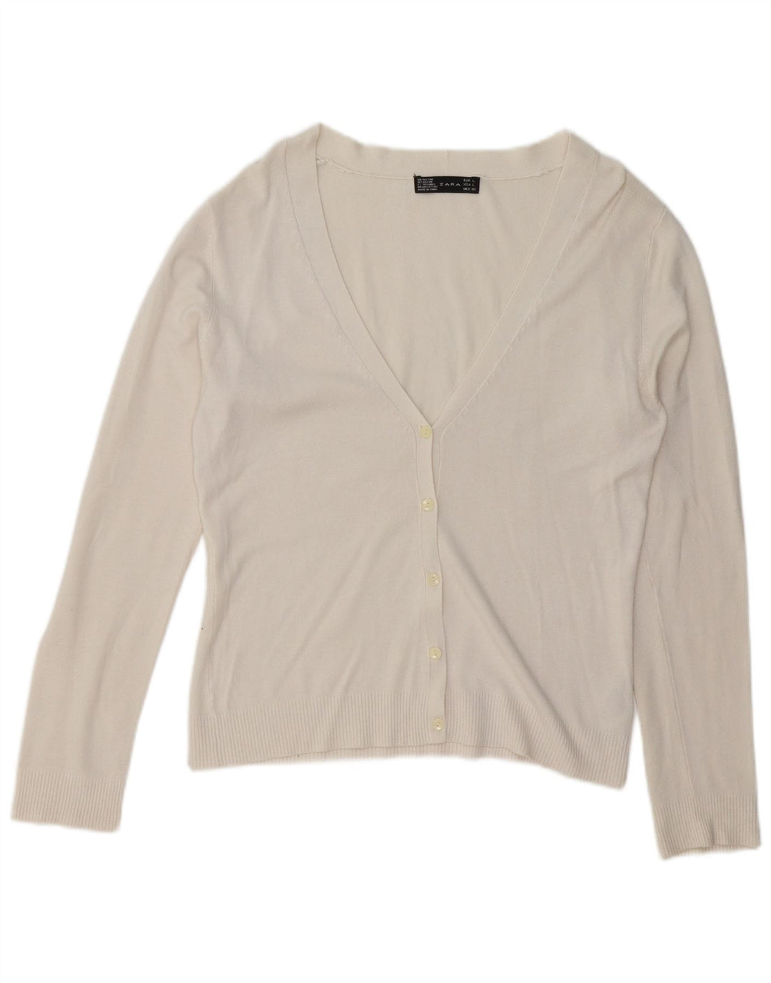 Pulover cardigan pentru femei Zara UK 16, mare, alb, raion