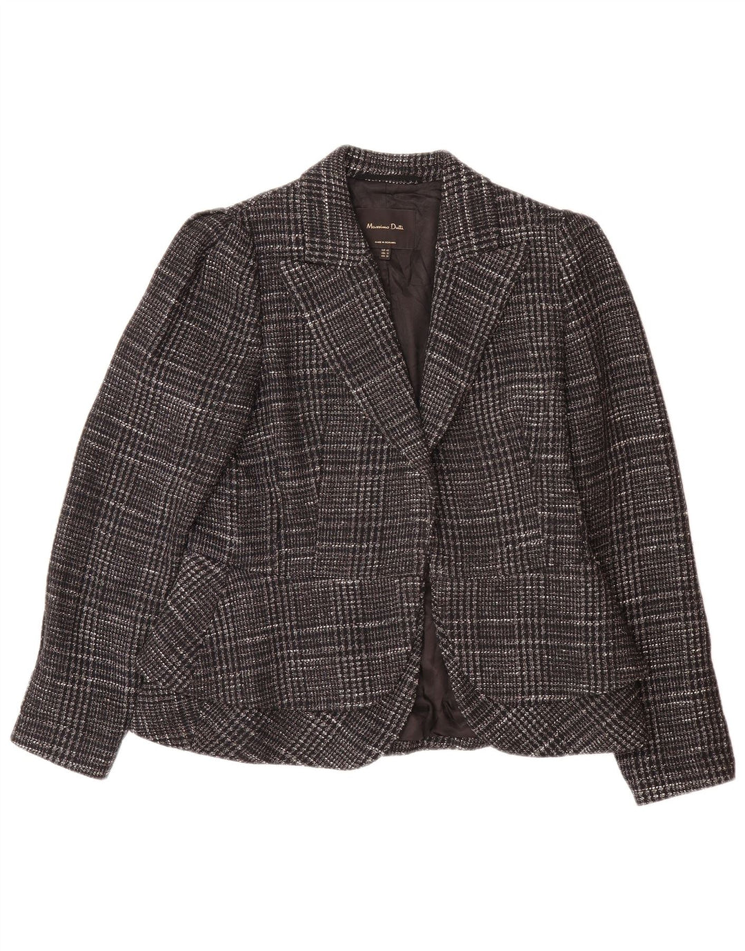 MASSIMO DUTTI Jachetă Blazer pentru Damă EU 42 Mare, Gri din Bumbac Check