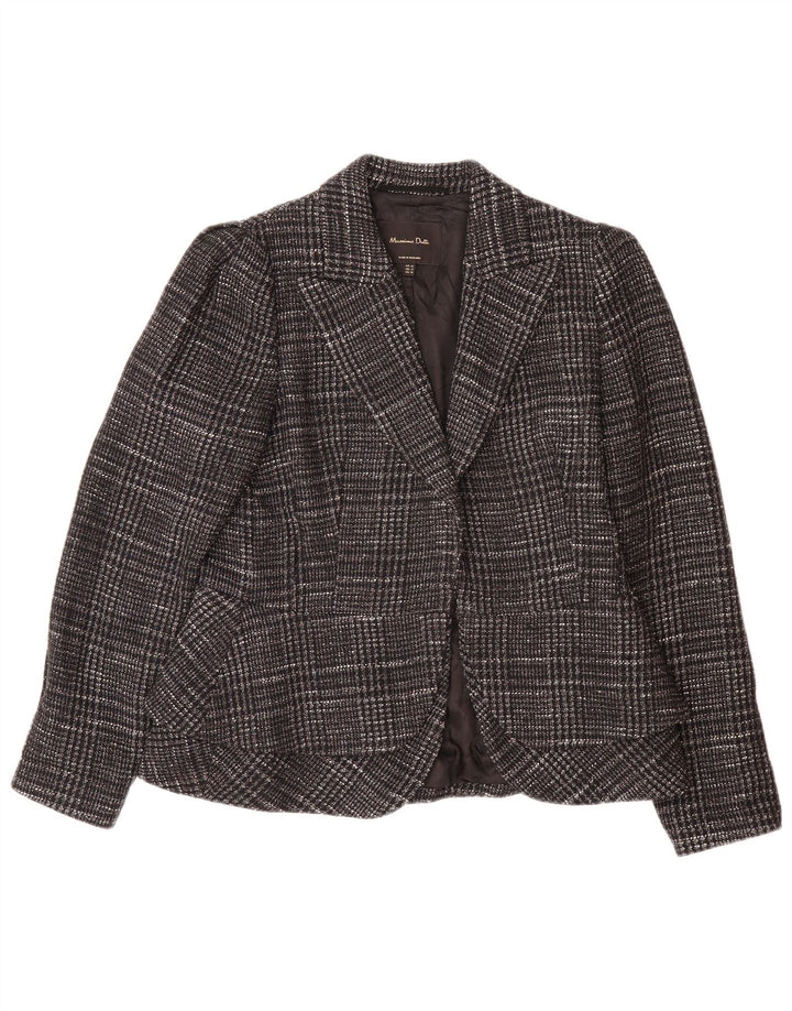 MASSIMO DUTTI Jachetă Blazer pentru Damă EU 42 Mare, Gri din Bumbac Check