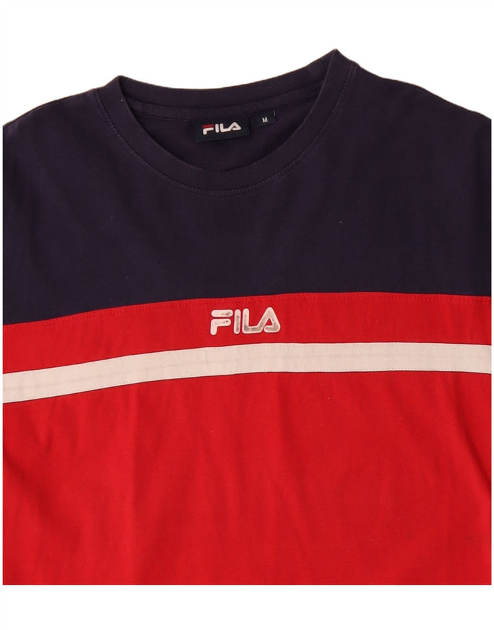 Tricou cu grafic Fila pentru bărbați Top mediu roșu din bumbac color bloc