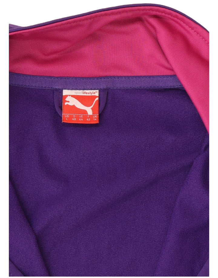 Jachetă de top cu trening grafic Puma pentru femei UK 14 Large Violet