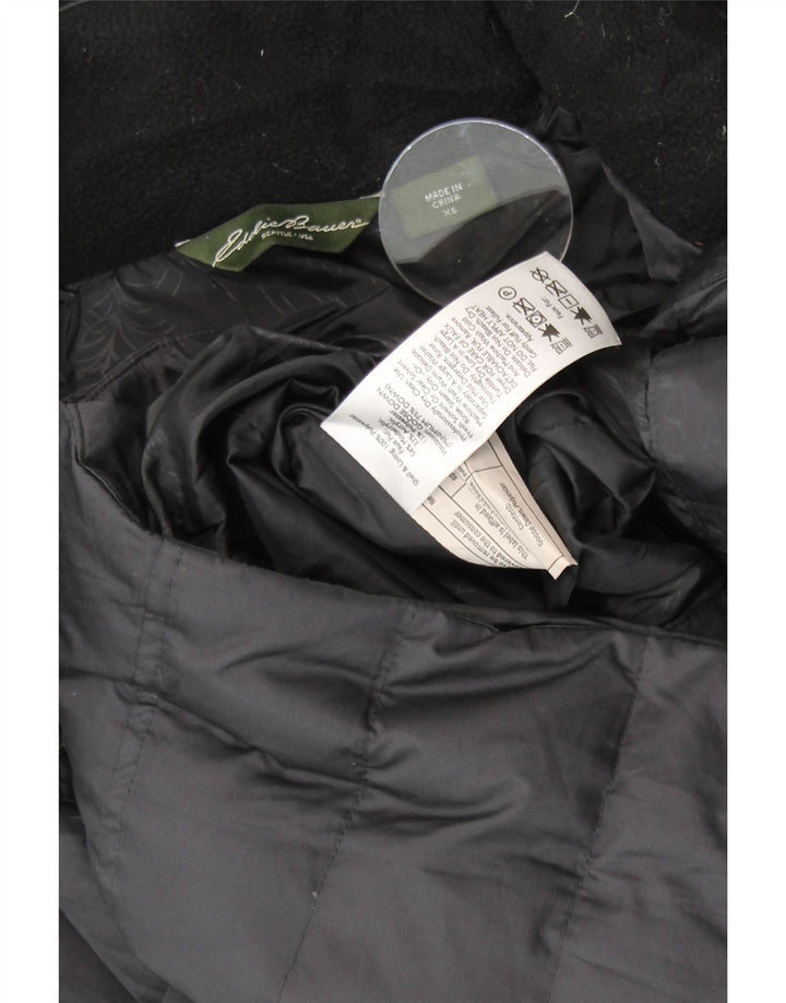 EDDIE BAUER Palton căptușit cu glugă supradimensionat pentru femei UK 6 XS Poliester negru