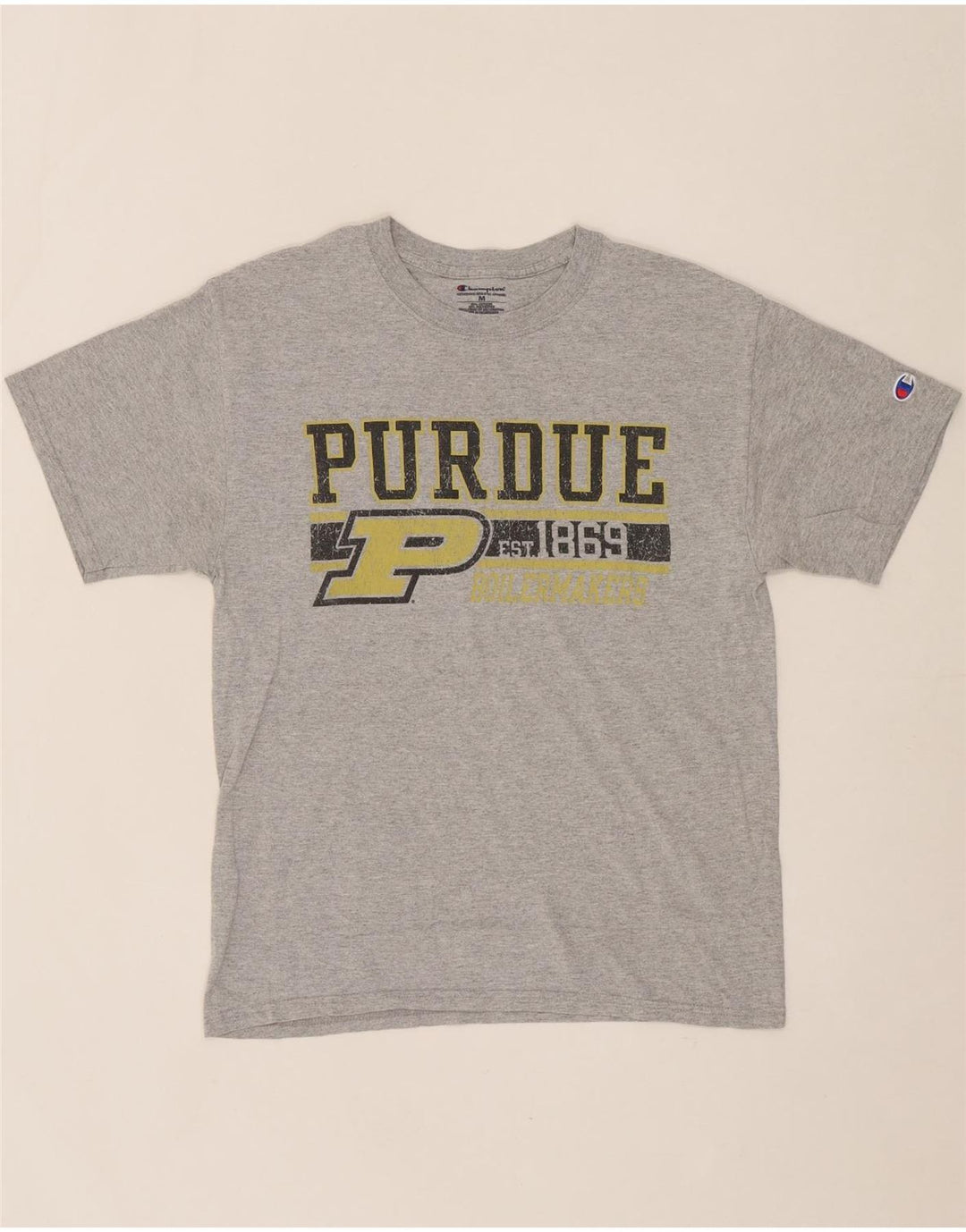 CHAMPION Mens Purdue Graphic T-Shirt Top Medium Grey Cotton Vintage Champion and Second-Hand Champion from Messina Hembry 