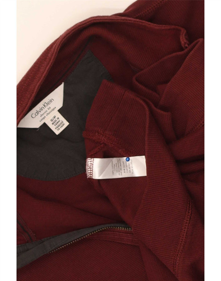 Hanorac Calvin Klein pentru bărbați, cu fermoar, cu gât, din bumbac maro mic