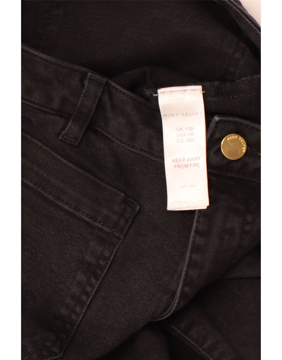 MINT VELVET Blugi drepti pentru femei cu talie înaltă UK 10 Mici W28 L30 Negri