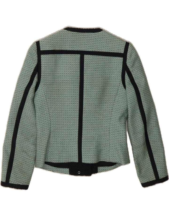 KAREN MILLEN Womens Crop Blazer Jacket UK 8 Small Turquoise Striped Vintage Karen Millen and Second-Hand Karen Millen from Messina Hembry 
