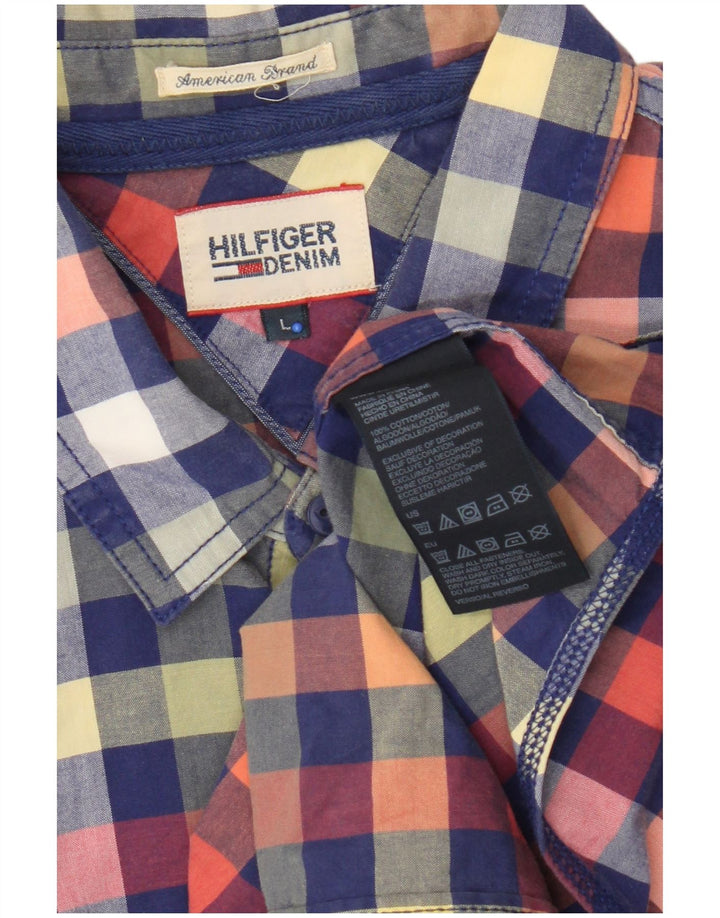 Cămașă pentru bărbați Tommy Hilfiger cu mânecă scurtă, mare, multicoloră, din bumbac