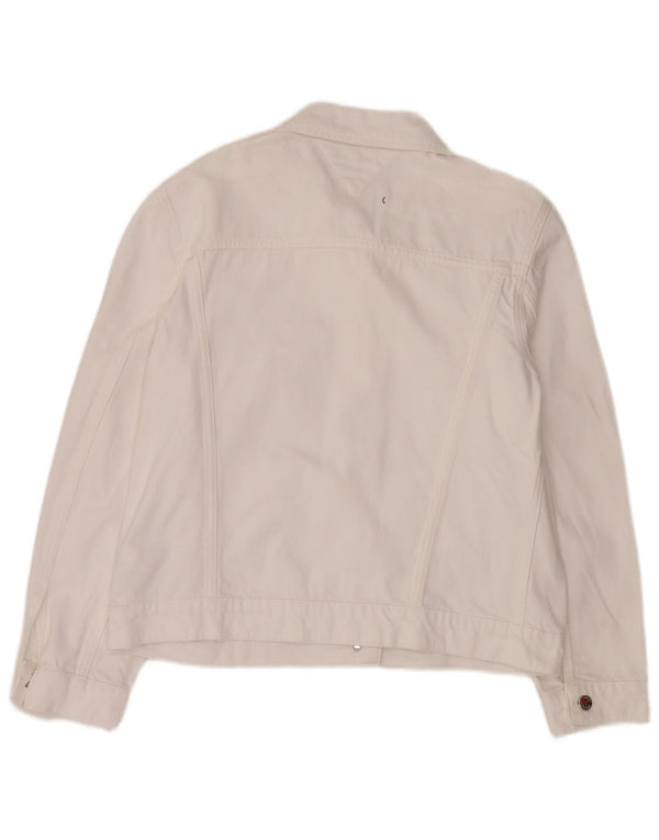 Jachetă de blugi pentru femei Tommy Hilfiger US 12, mare, alb, bumbac