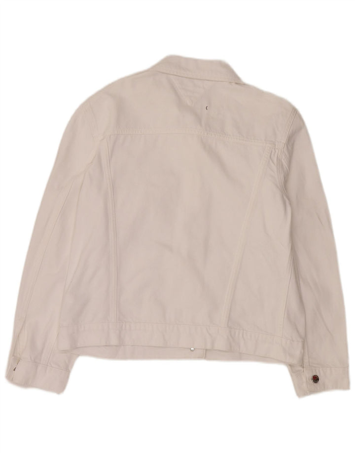 Jachetă de blugi pentru femei Tommy Hilfiger US 12, mare, alb, bumbac