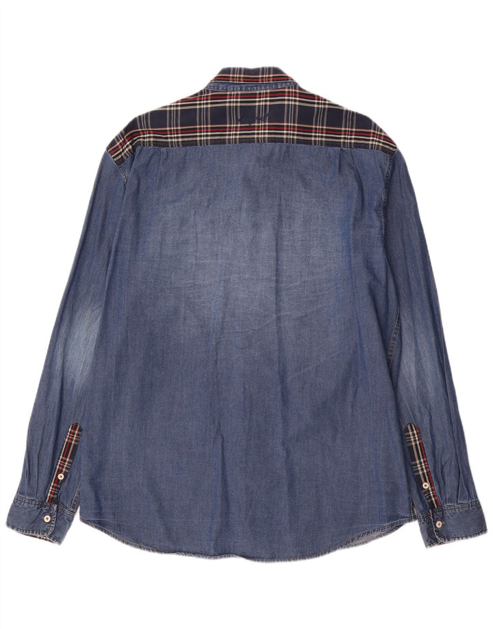 Cămașă Desigual pentru bărbați, de denim, 2XL, albastru, mozaic