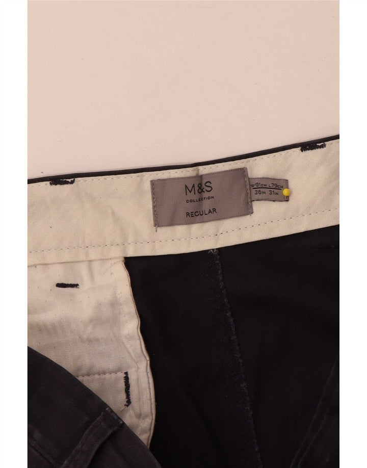 Pantaloni chino obișnuiți pentru bărbați Marks & Spencer L36 L31 Bumbac bleumarin
