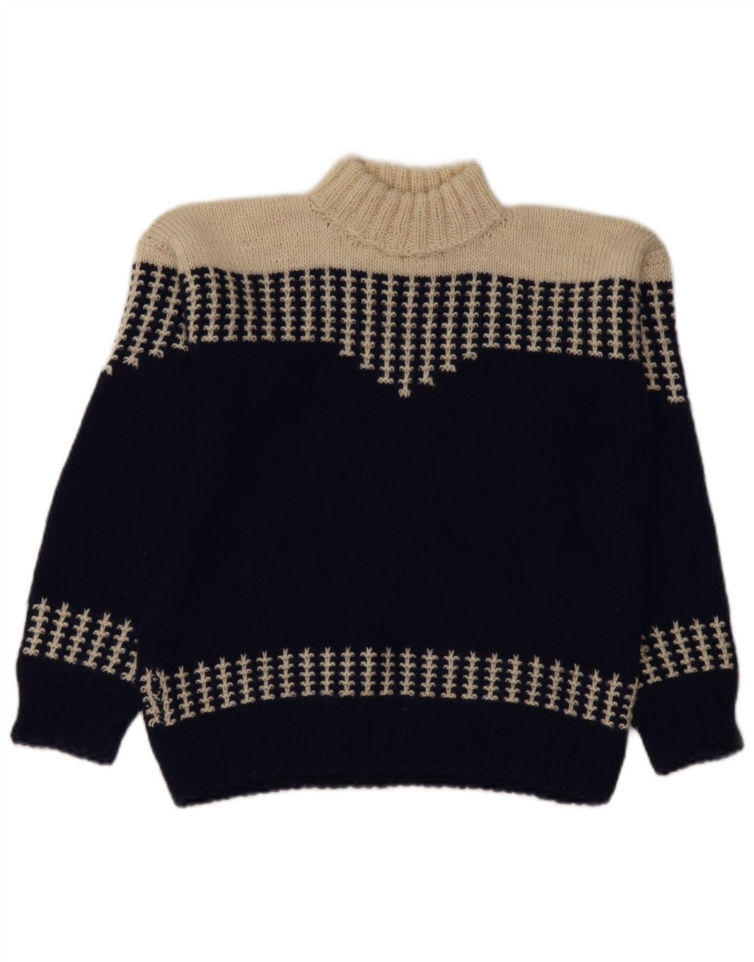 VINTAGE Pulover cu gât țestoasă pentru femei UK 14 Medium Bleumarin