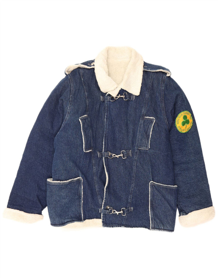 VINTAGE Jachetă Dover Sherpa Denim pentru bărbați UK 40 Large Blue