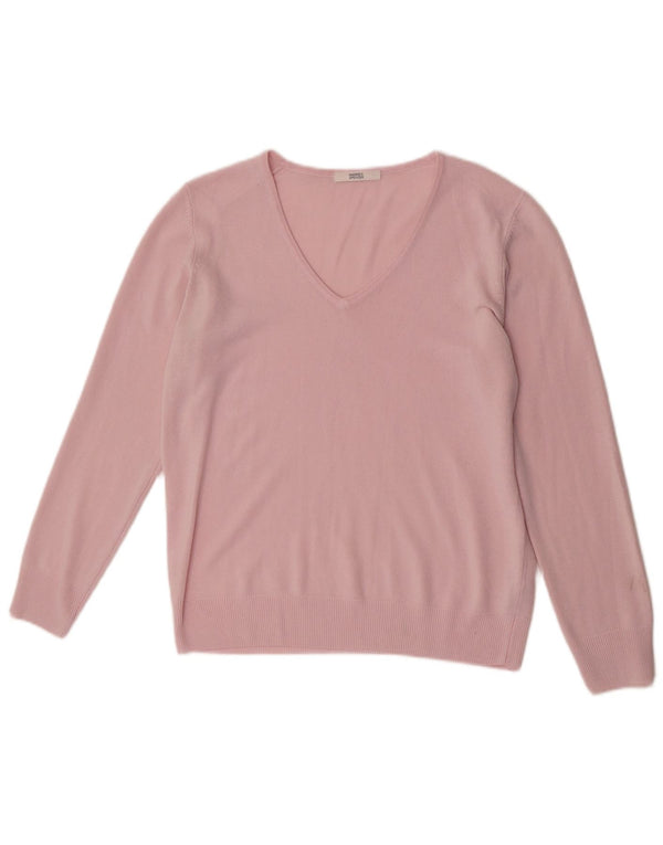 Pulover pentru femei Marks & Spencer, cu decolteu în V, UK 12, acrilic, roz mediu